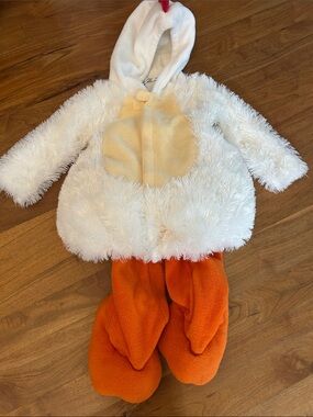 White & Orange Plush Chicken Costume for Kids